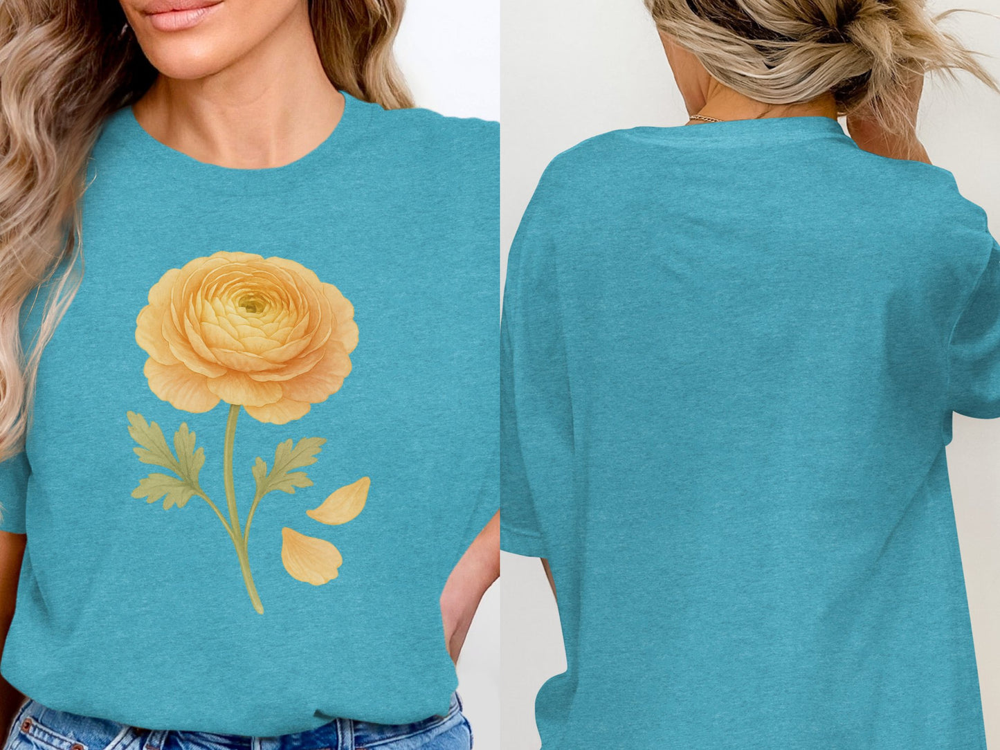 Bright Yellow Floral Graphic Design T-Shirt product type