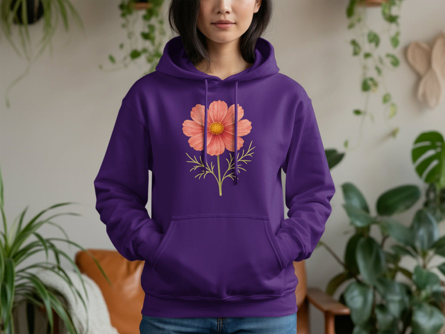 Stylish Purple Hoodie with Floral Design product