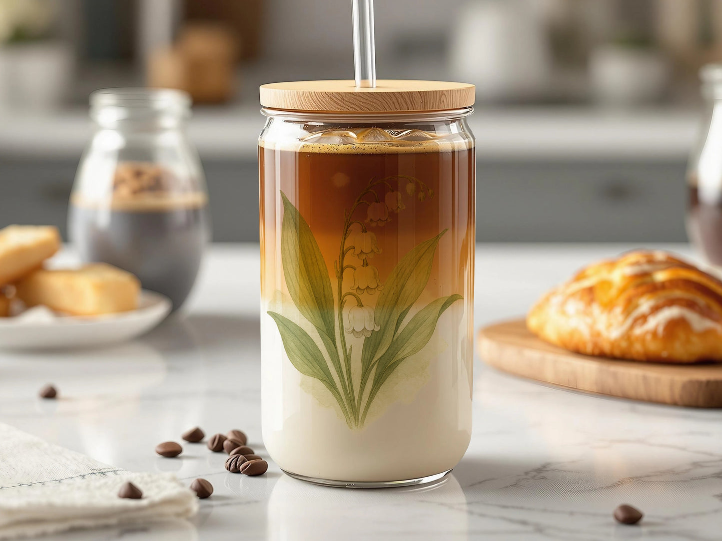 Latte Art Botanical Decorated Glassware product