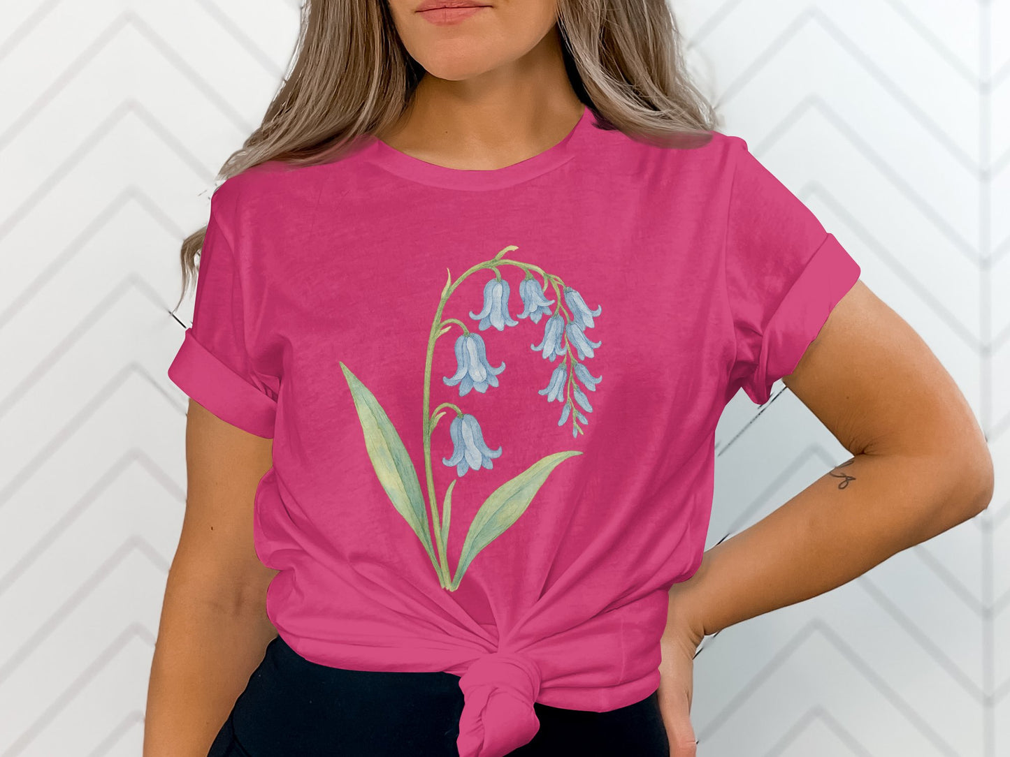 Pink T-Shirt Featuring Bluebell Floral Design product type