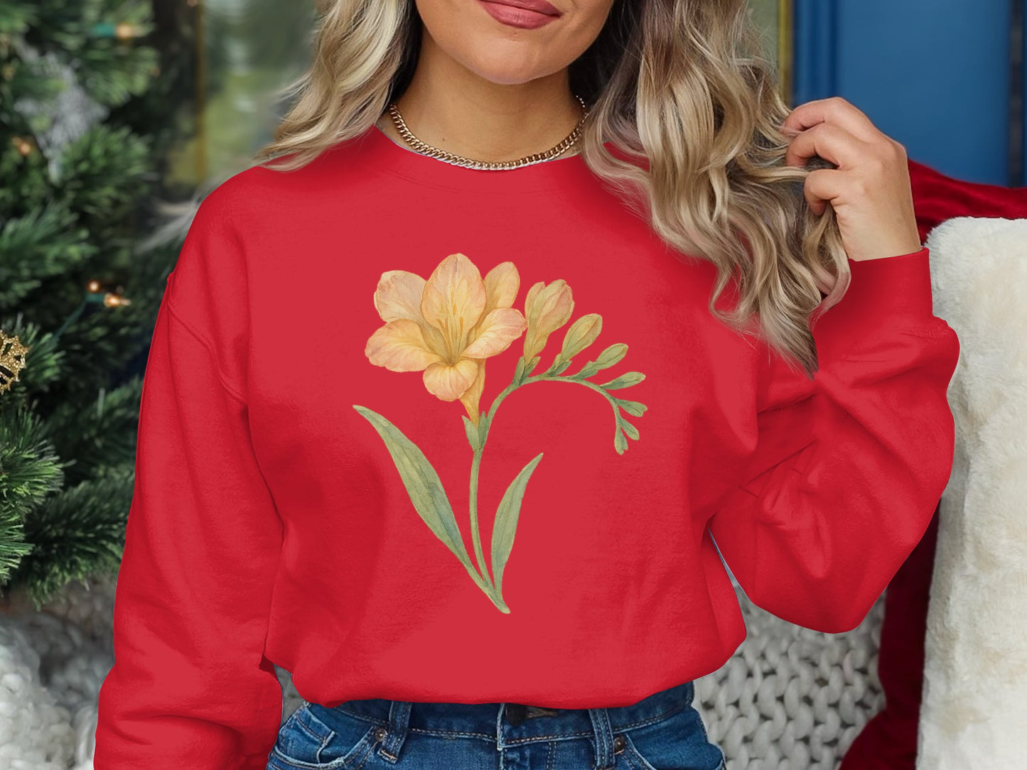Red Long Sleeve with Yellow Flower Design product