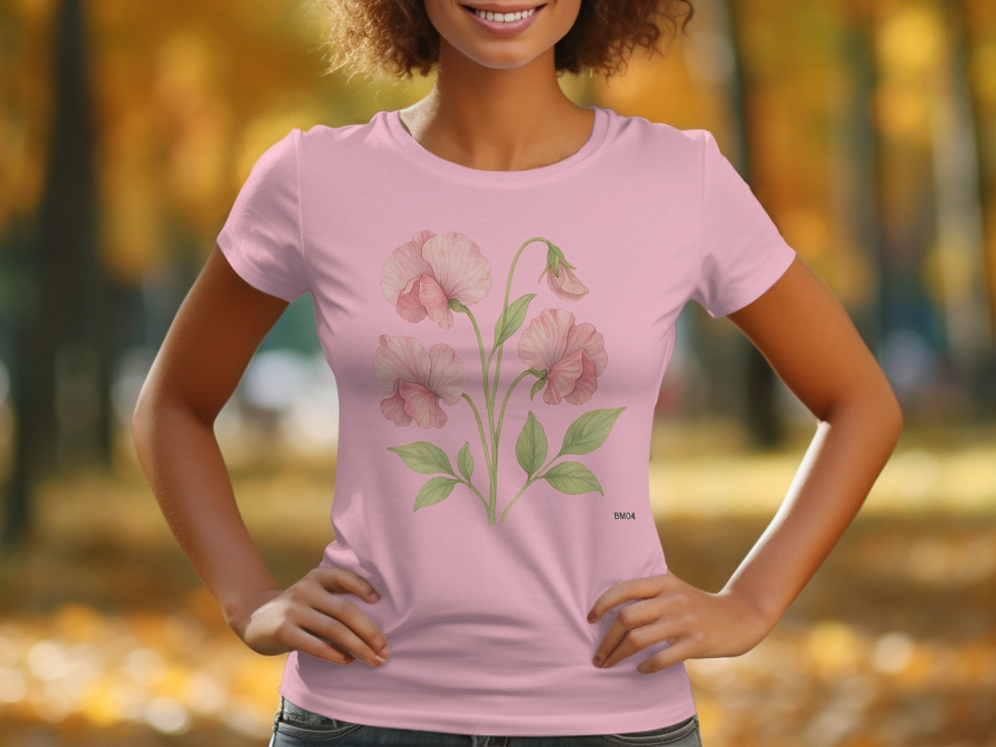 Delicate Pink Floral Graphic Casual T-Shirt product type