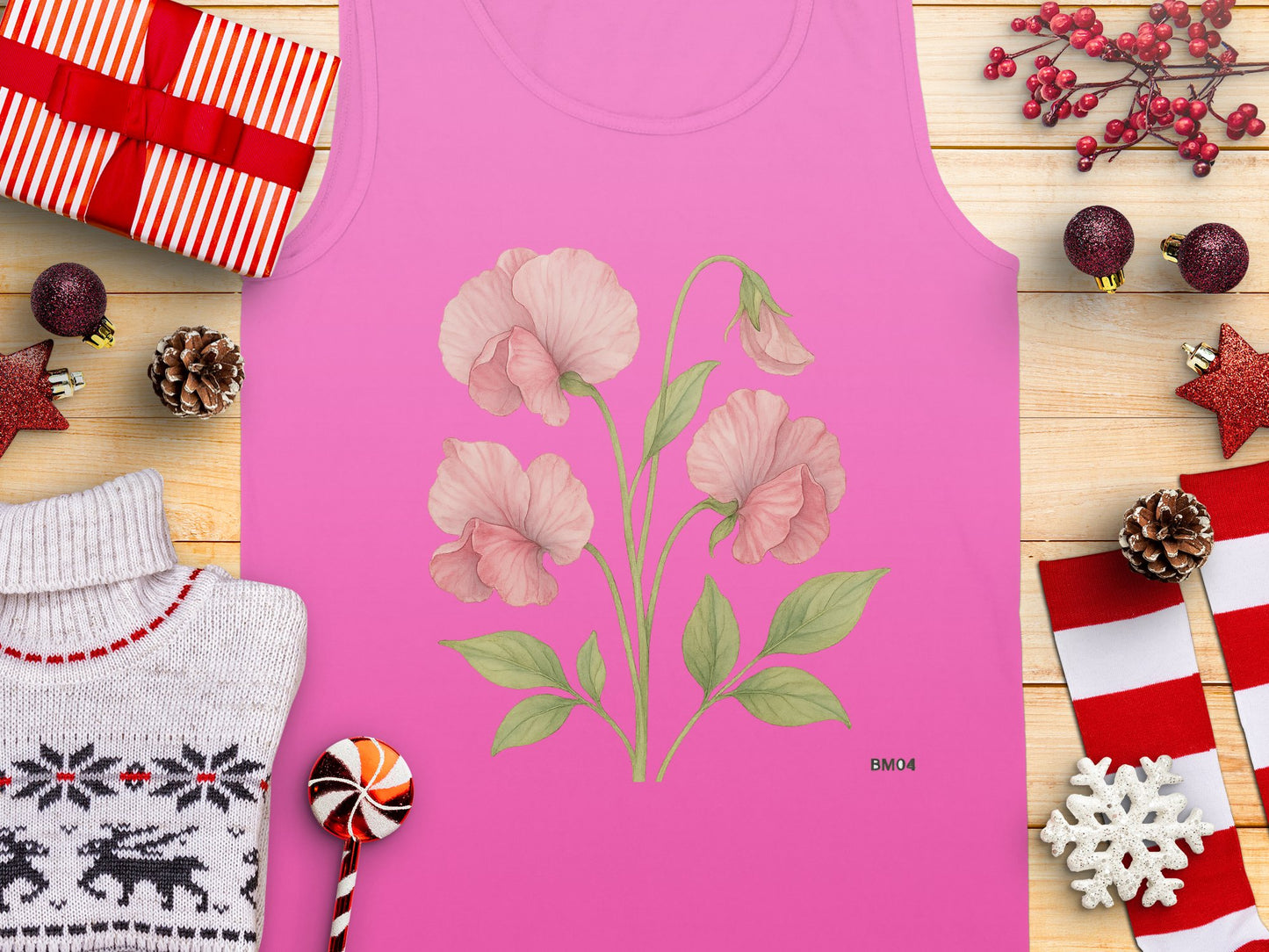 Pink Tank Top with Floral Design Product