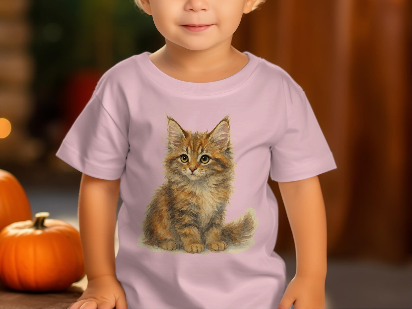 Adorable Kitten Print on Light Pink T-Shirt product