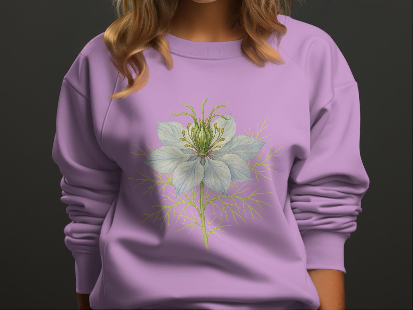Lavender Sweatshirt with Elegant Floral Design product