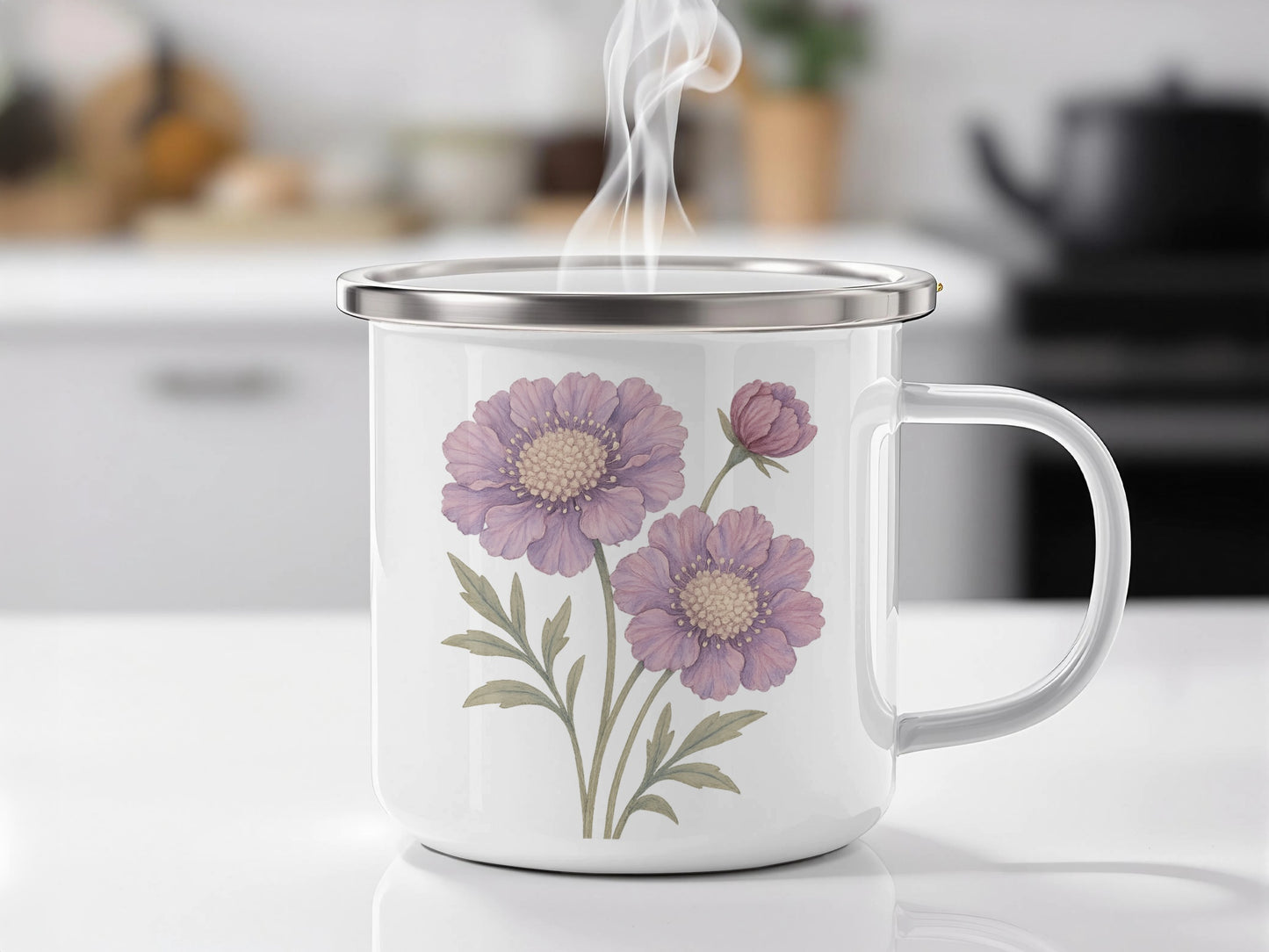 Elegant Floral Design on White Mug Product