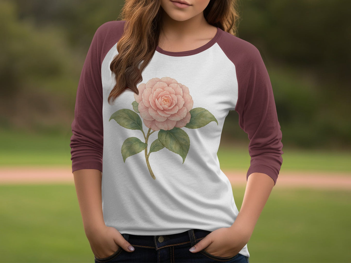 Beautiful Flower Graphic Baseball Tee Shirt product