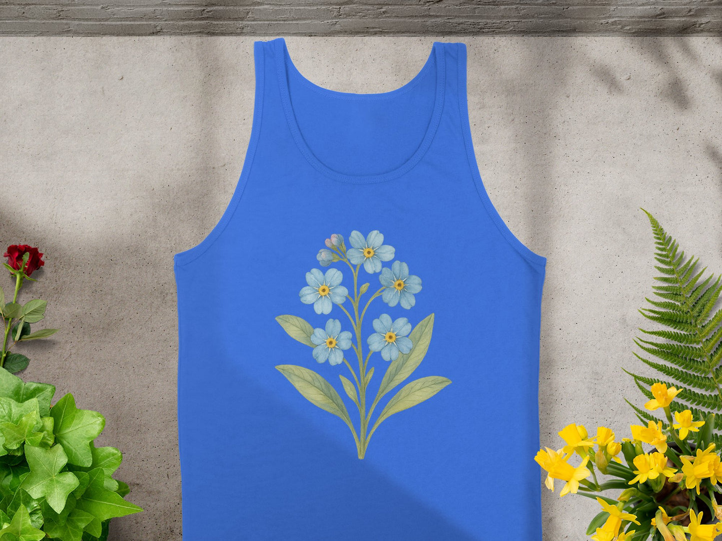 Blue Tank Top with Beautiful Floral Design product type