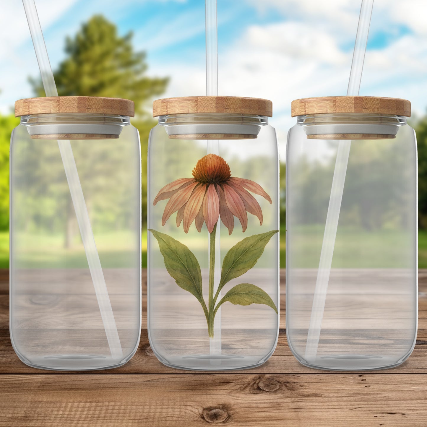 Triple Glass Canisters with Flower Design product type