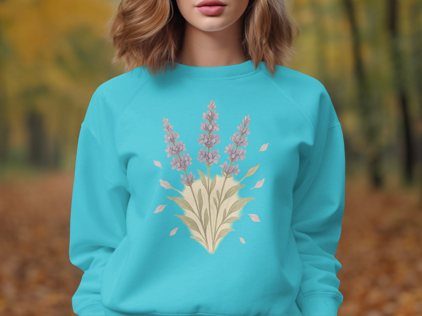 Beautiful Lavender Floral Design Blue Sweatshirt product