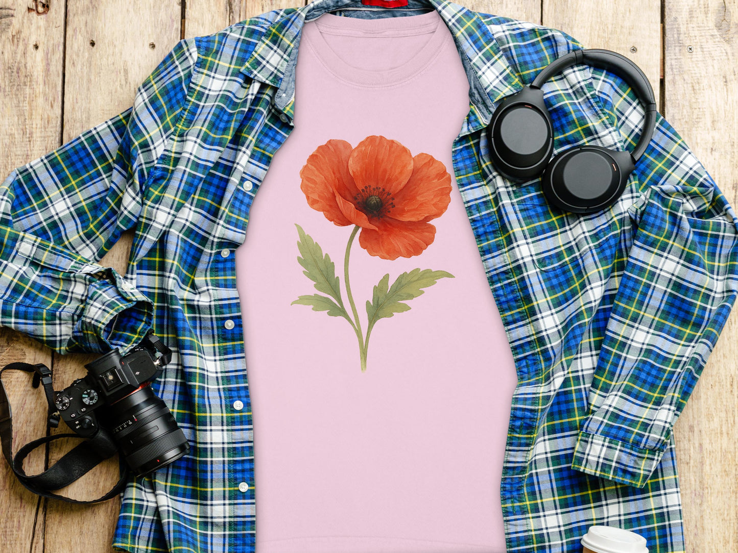 Vibrant Red Poppy Graphic Printed Shirt product