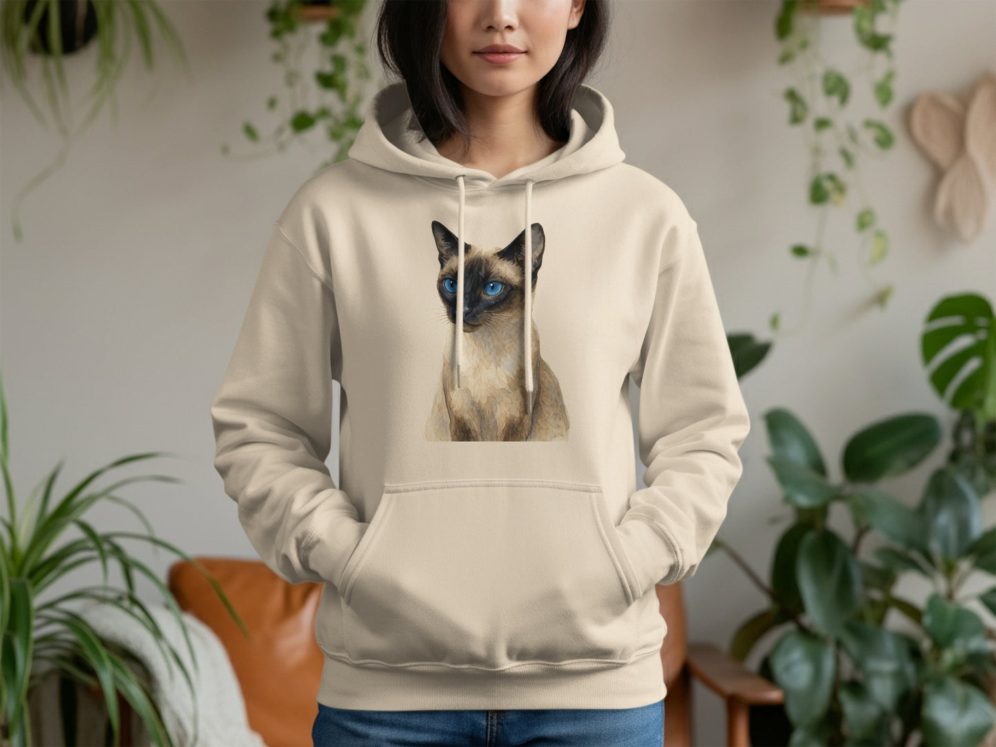 Cozy Hoodie with Majestic Cat Print Casual Wear product type