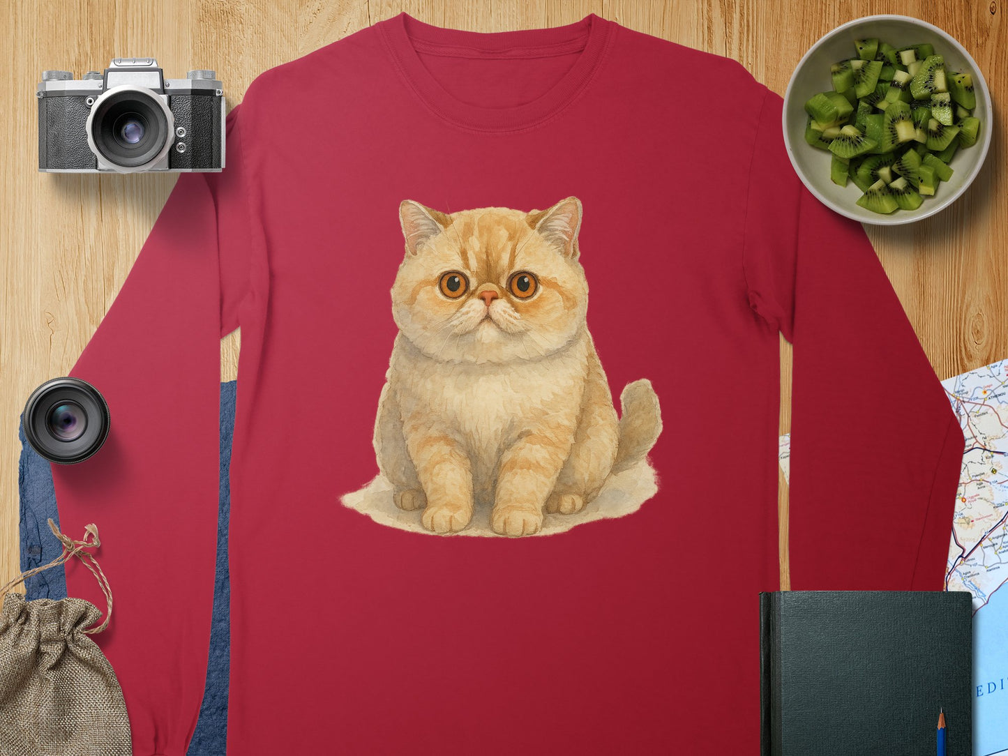 Adorable Cat Graphic Red Long Sleeve Shirt product type