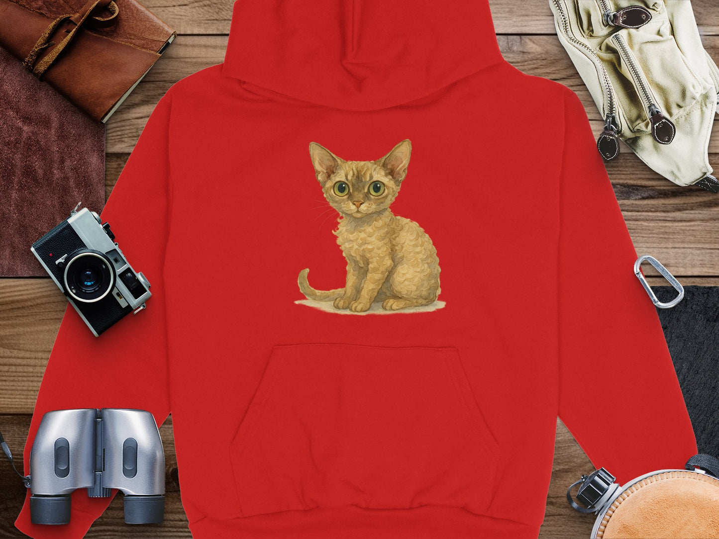 Cute Kitten Illustration on Red Hoodie product