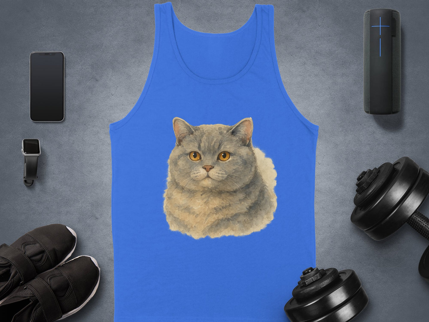 Charming Cat Design Blue Tank Top product type