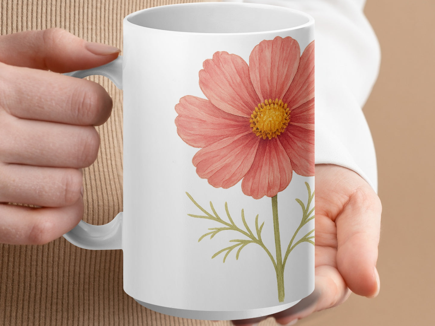 Floral Pink Flower Print Ceramic Coffee Mug product type
