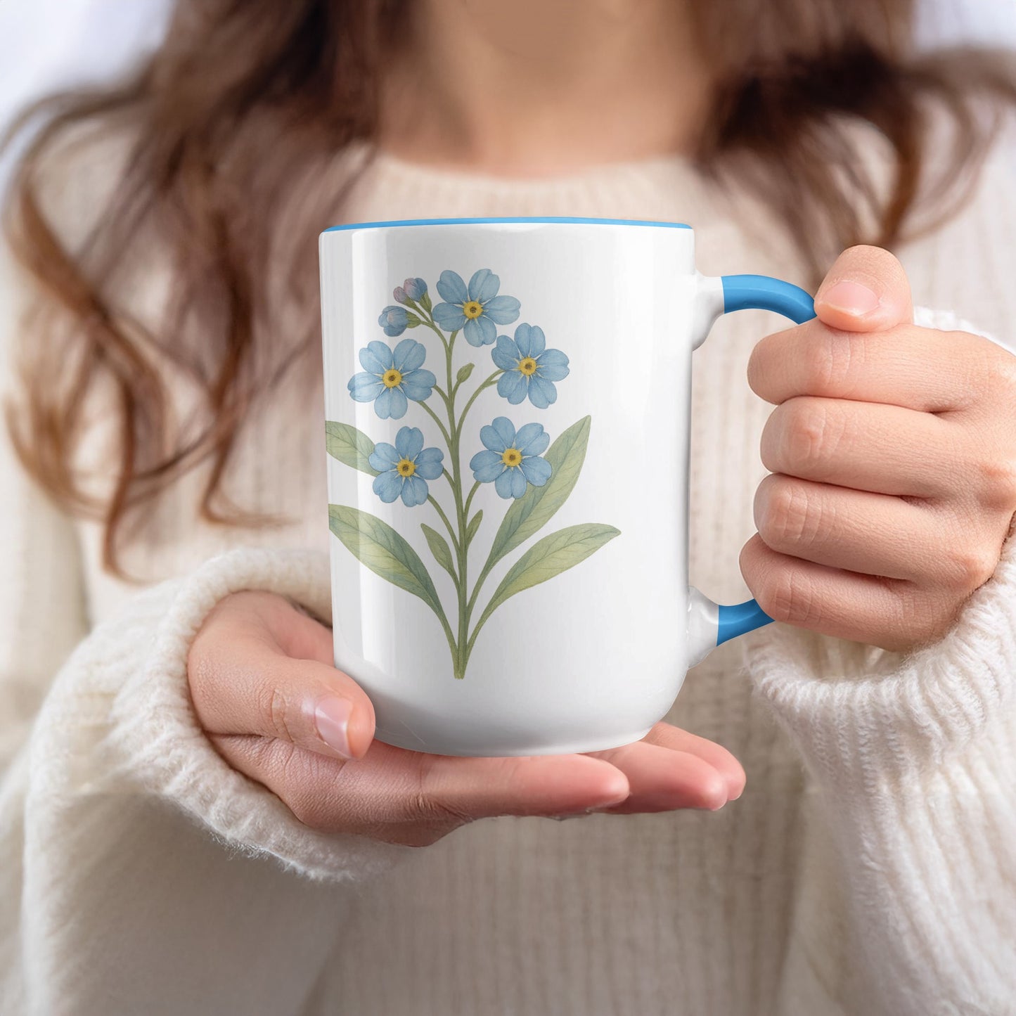 Blue Flower Design White Mug product