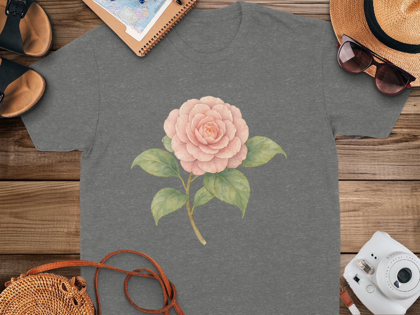 Beautiful Large Floral Design on Grey Shirt product type