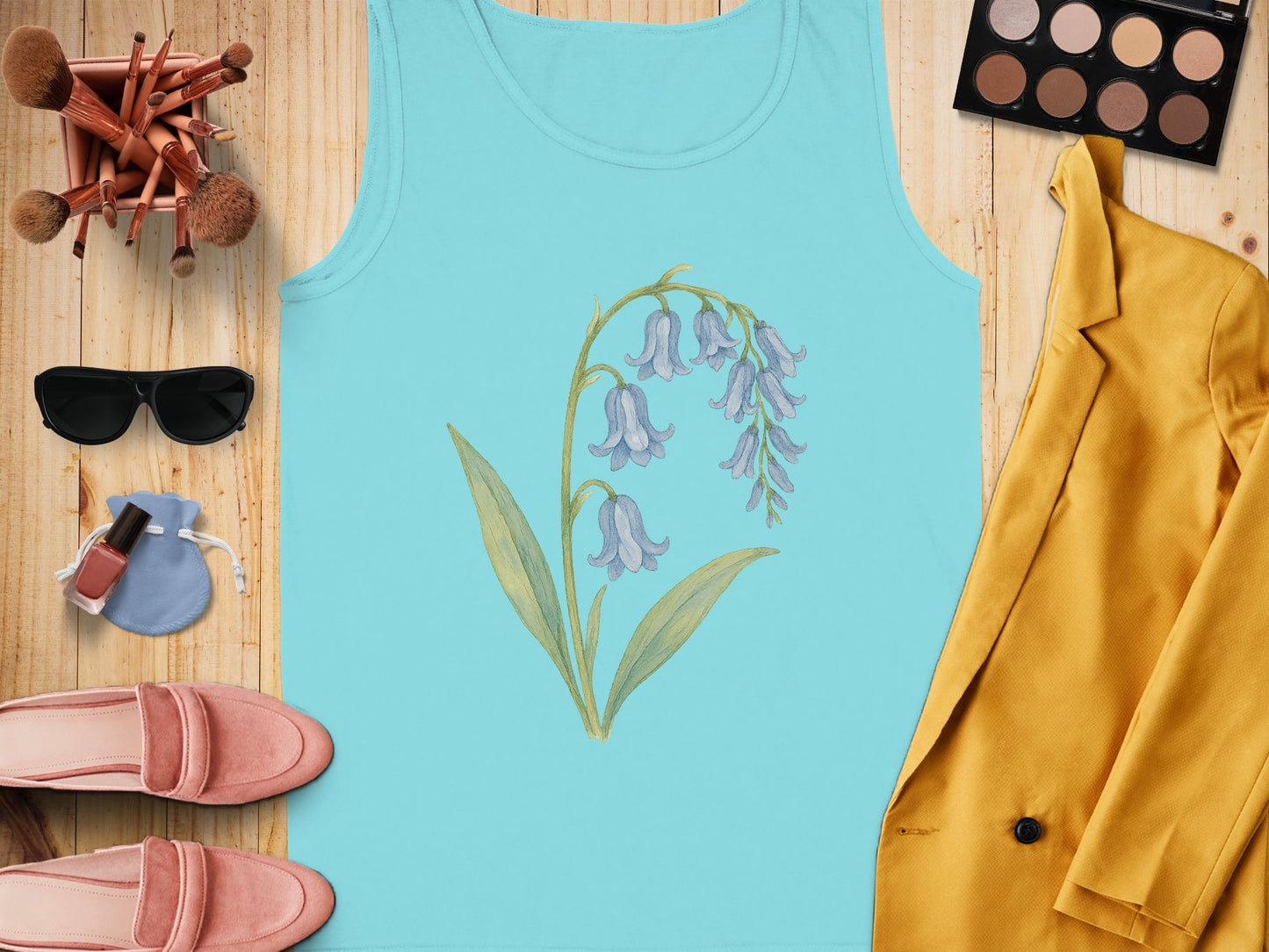 Stylish Blue Tank with Floral Graphic product type