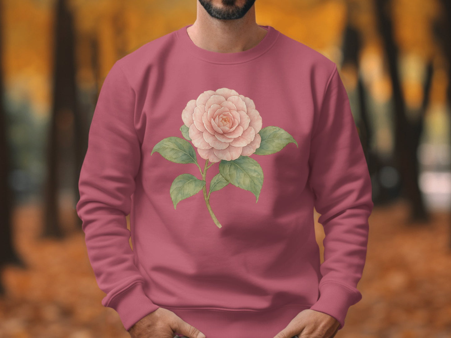 Elegant Pink Sweatshirt with Floral Illustration product type
