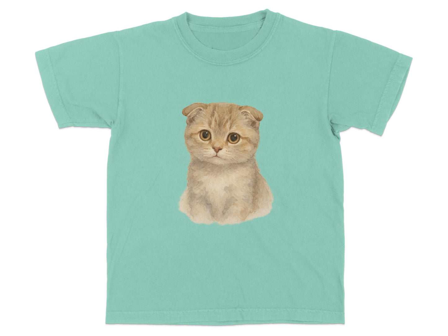 Cute Scottish Fold kitten graphic tee shirt product