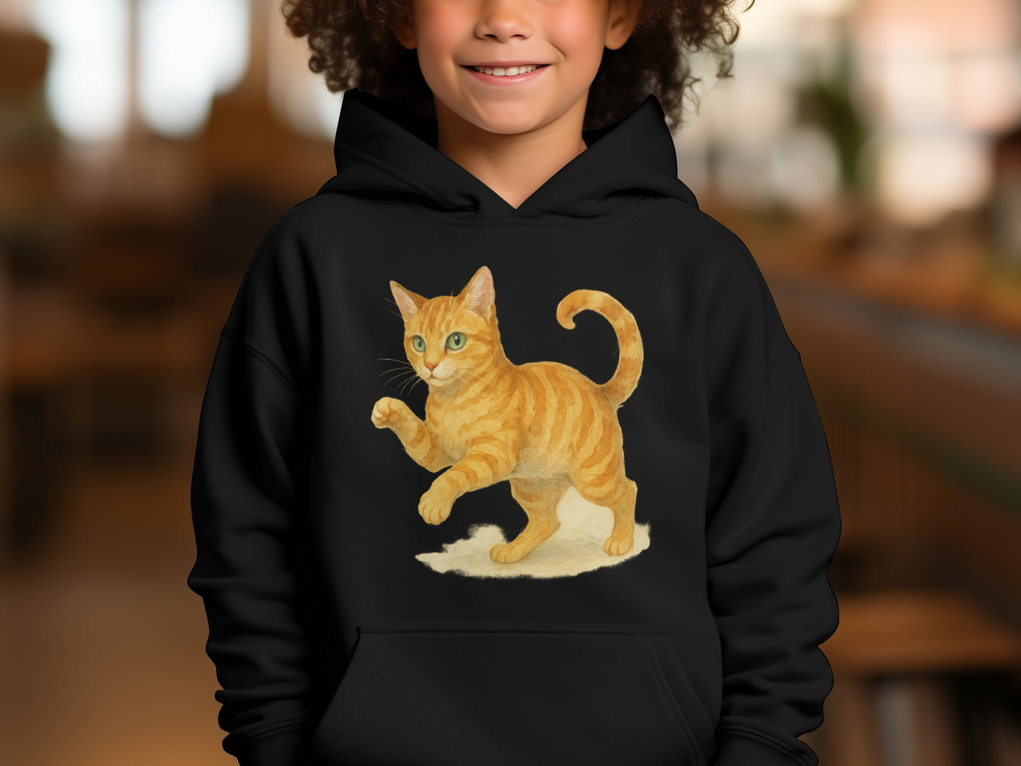 Cute Orange Cat Kids Hoodie Cool Casual Apparel product type