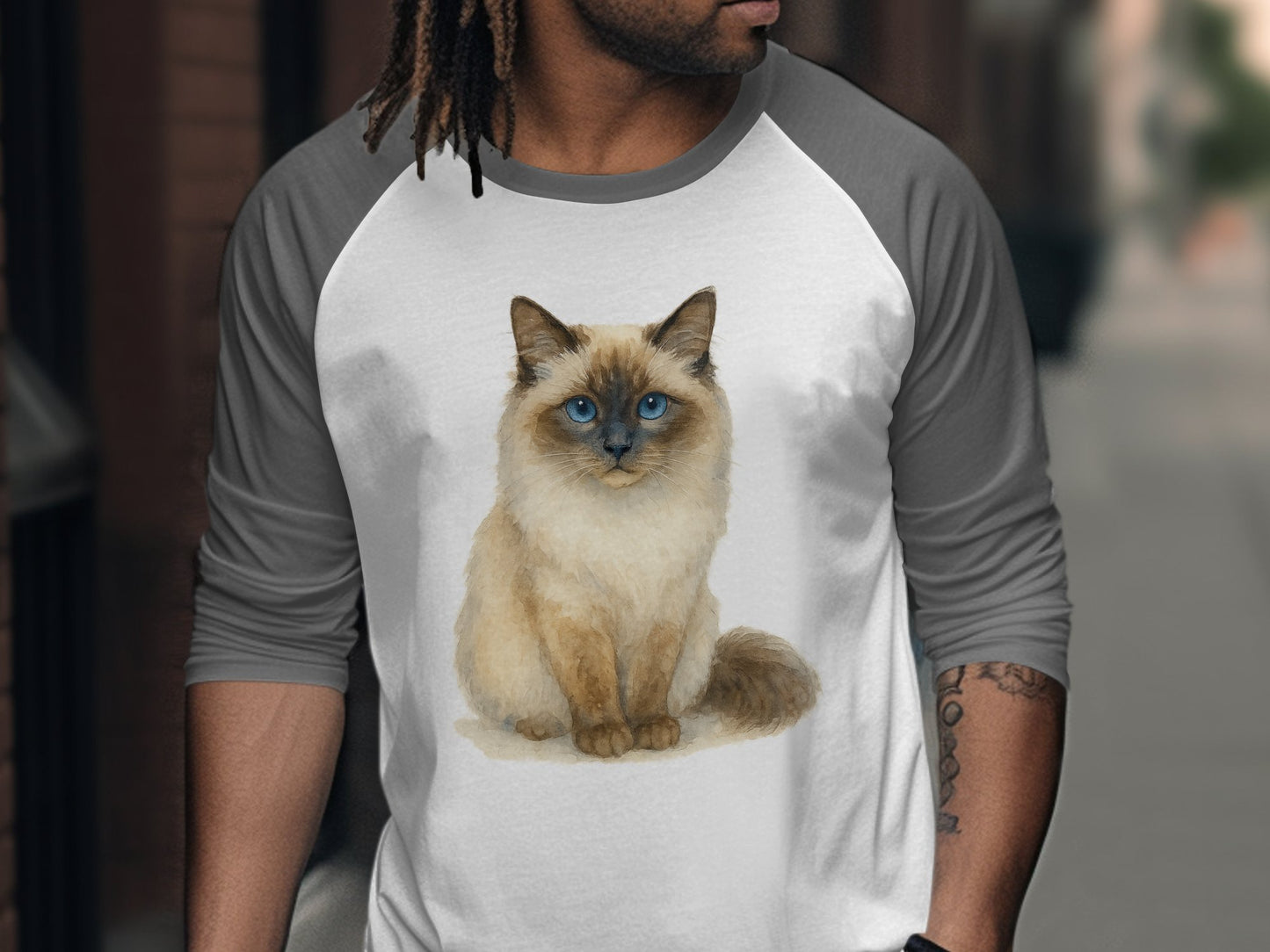 Adorable Fluffy Cat Design on Casual Wear Shirt Product