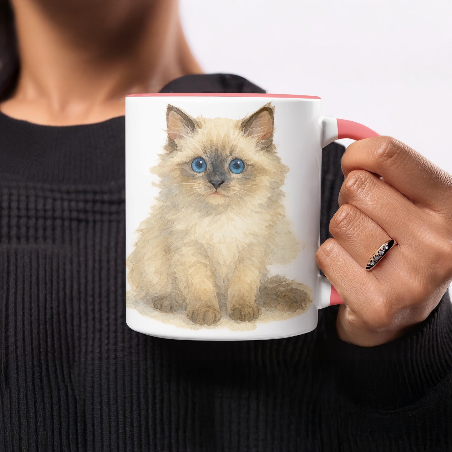 Adorable Blue-Eyed Kitten Design Mug Perfect Gift Product