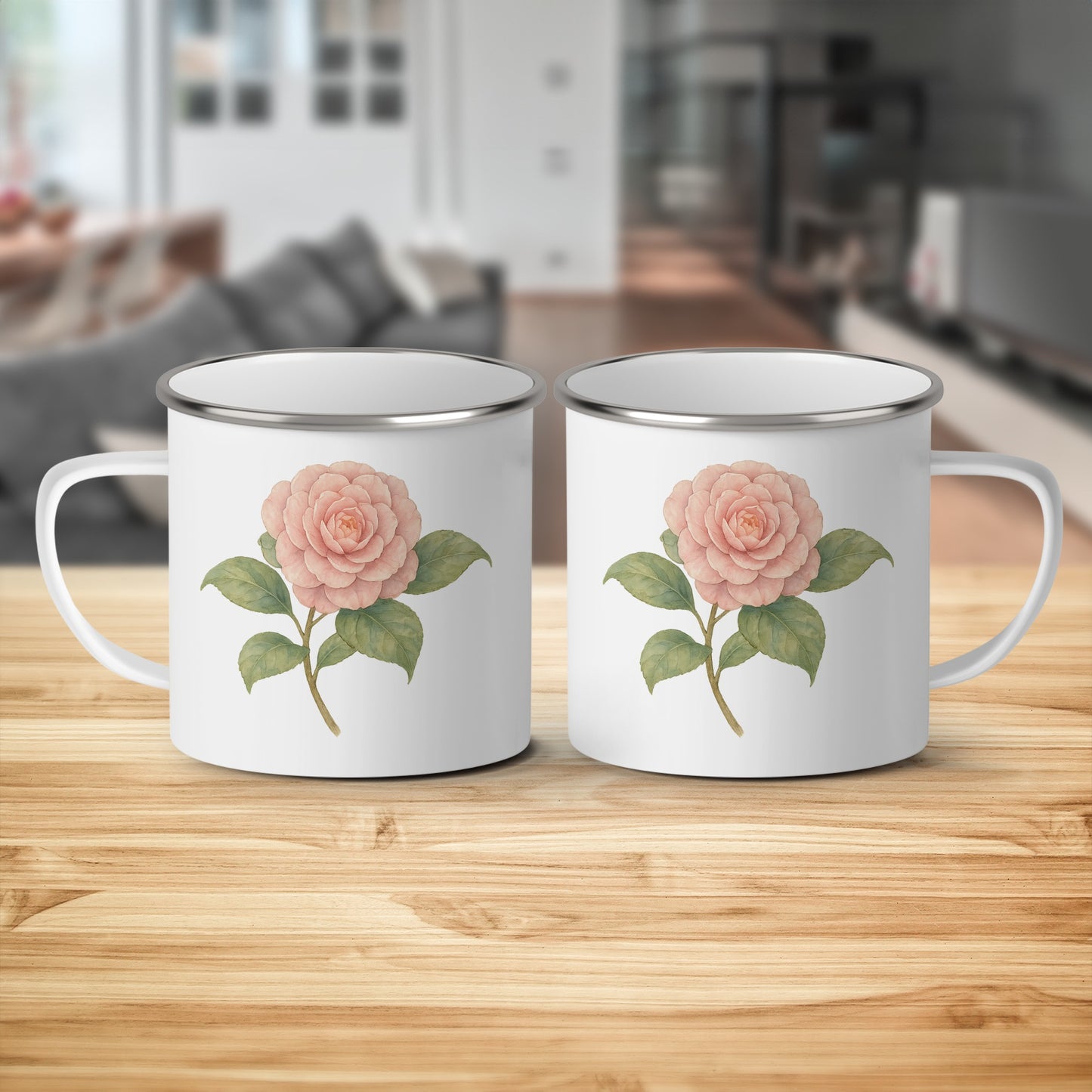 Pink Rose Print Enamel Mug Perfect Personalized Gift product type