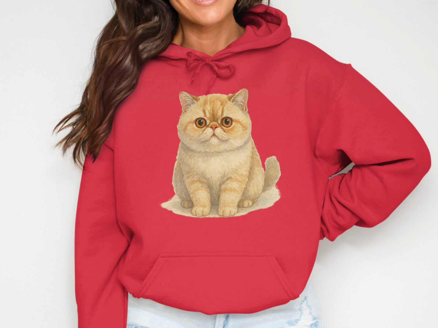 Adorable Cat Print Design on Classic Red Hoodie product