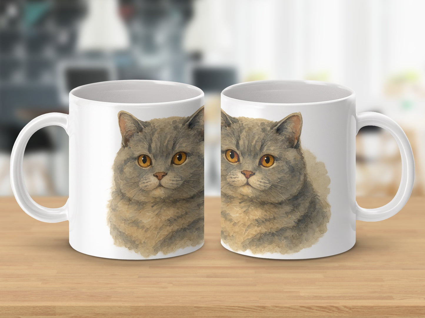 Realistic Cat Print Design White Mug Product