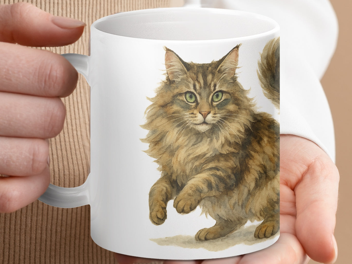 Beautiful Maine Coon Cat Art on Ceramic Mug product