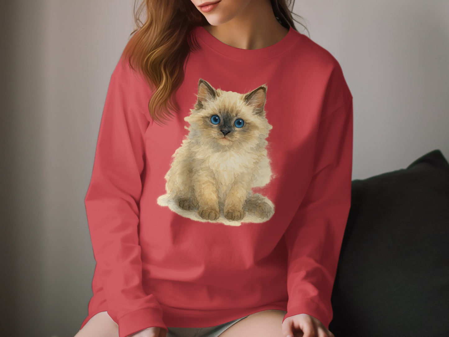 Adorable Fluffy Kitten Graphic Long Sleeve Shirt product