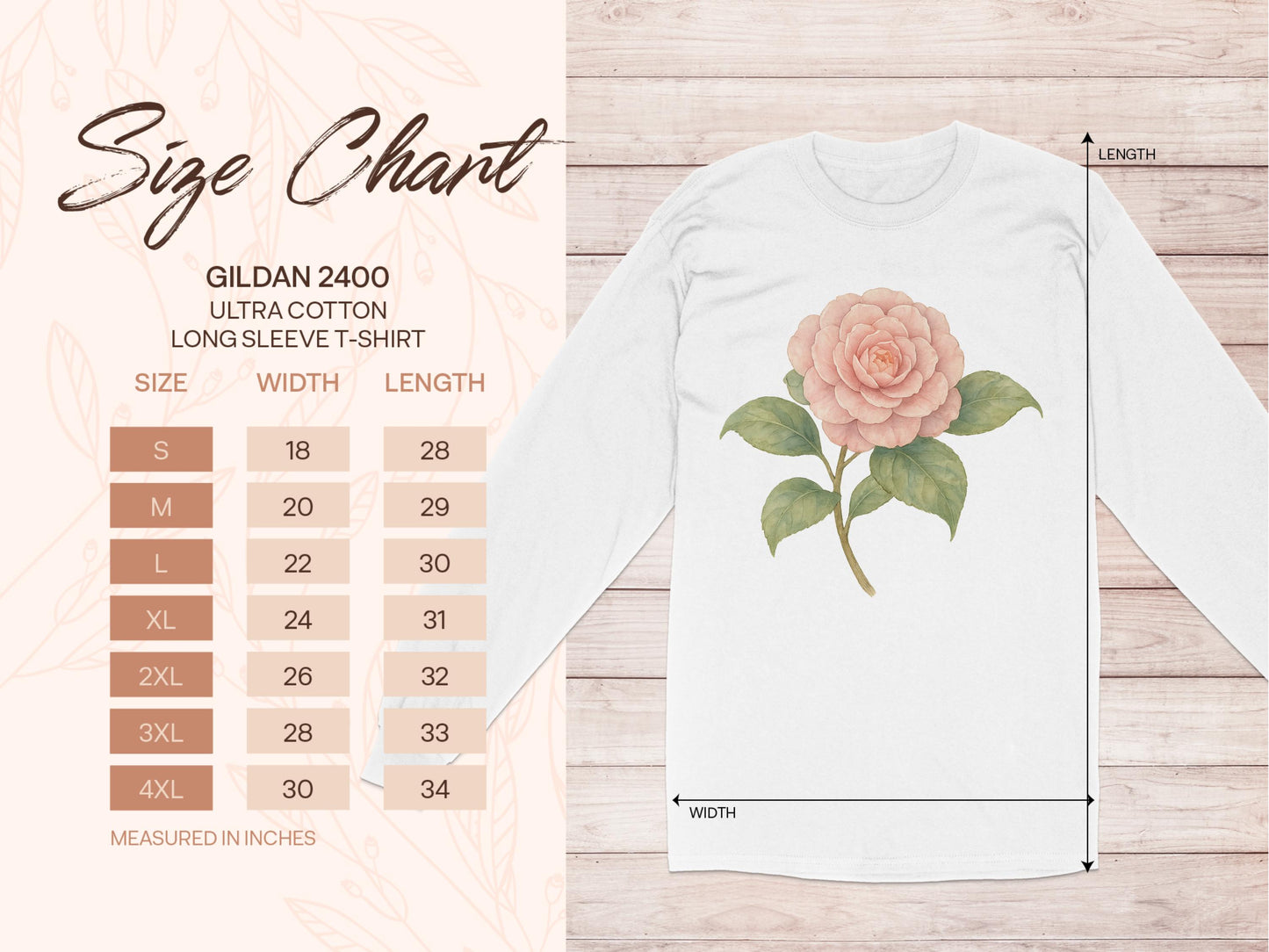 Beautiful Camellia Printed Long Sleeve T-Shirt product