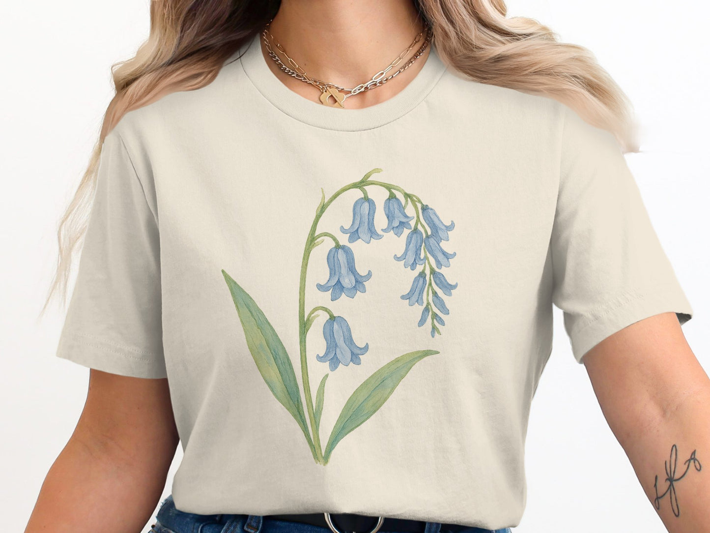 Elegant Bluebell Flower Graphic Print T-shirt product type