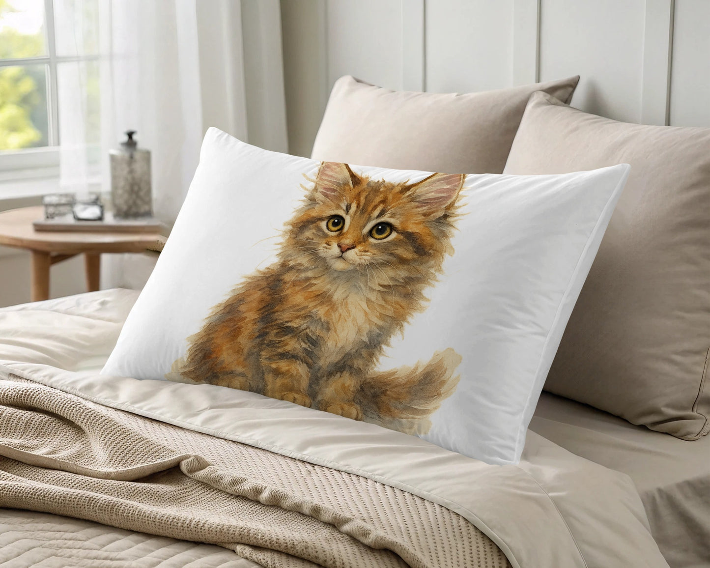Cute Fluffy Kitten Pillowcase Cozy Decorative Product
