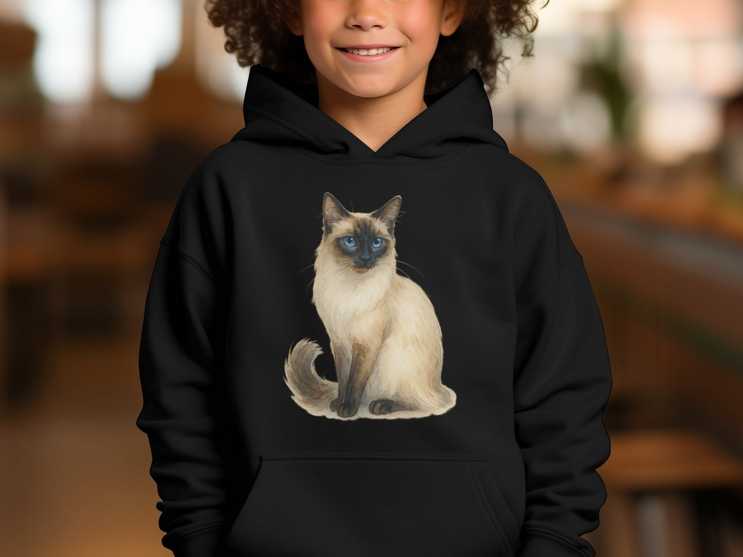 Adorable Cat Print Design Kids Hooded Sweatshirt product