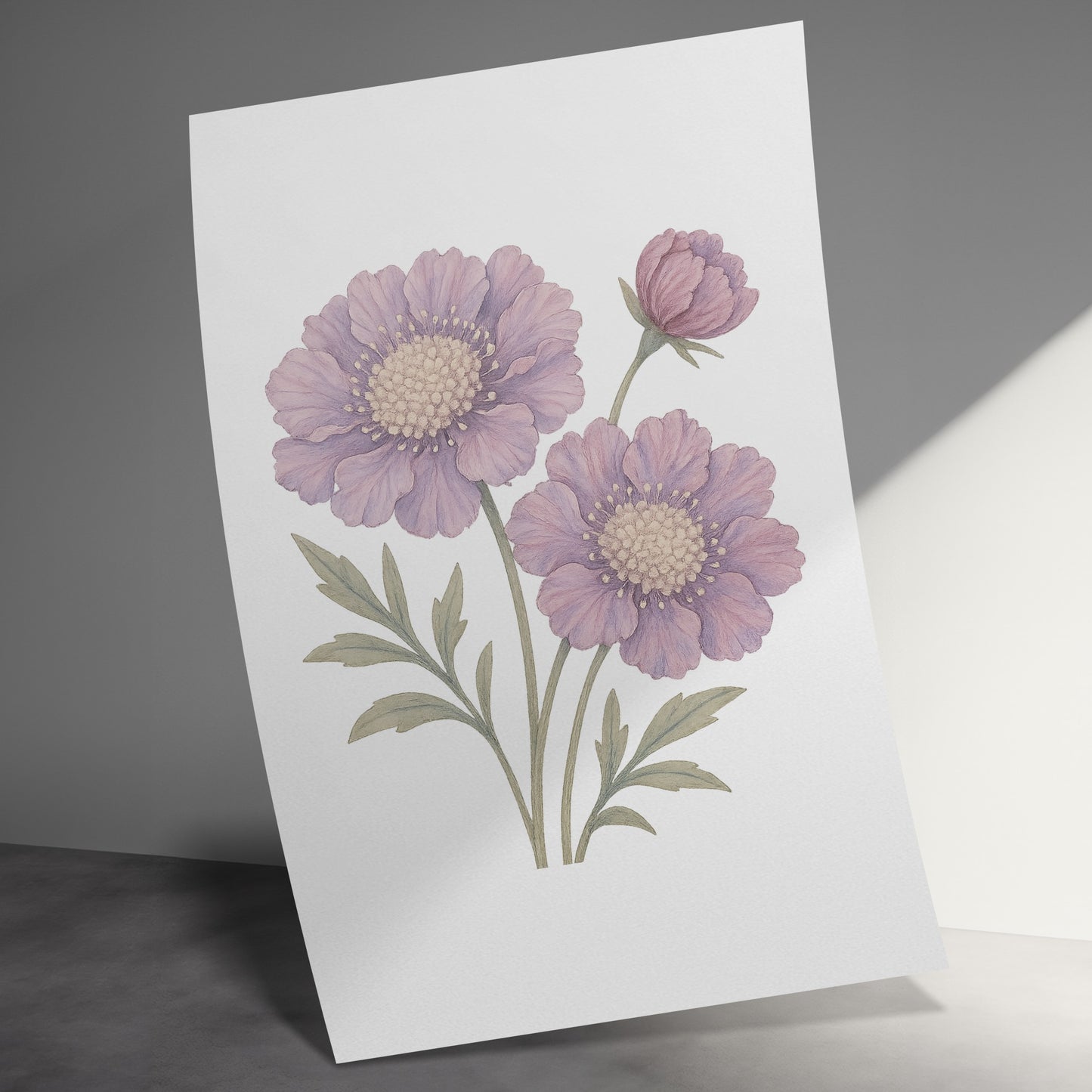 Beautiful Artwork of Pink Flowers with Leaves Poster Product