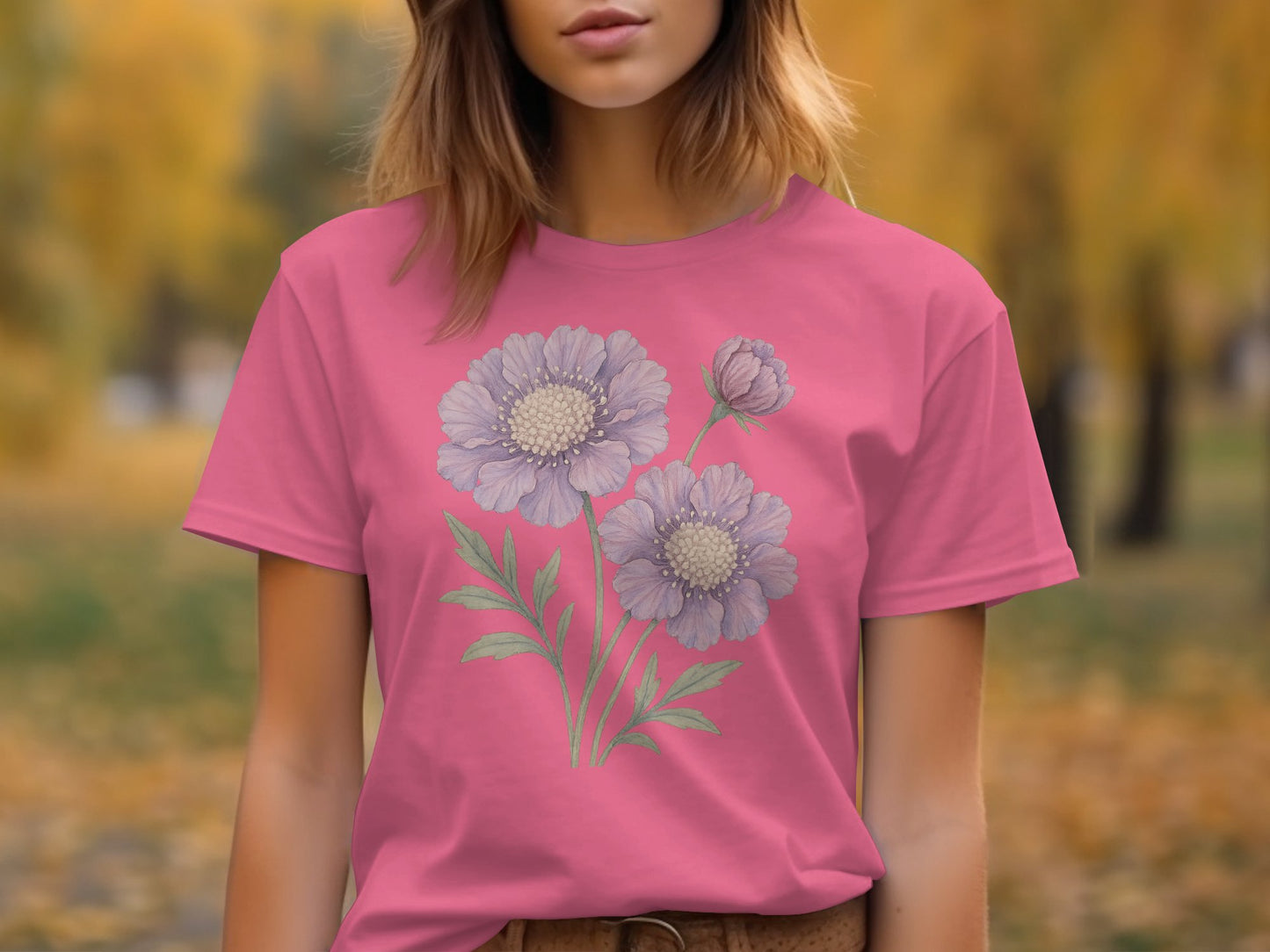 Pink Shirt with Lavender Floral Print Graphic product type