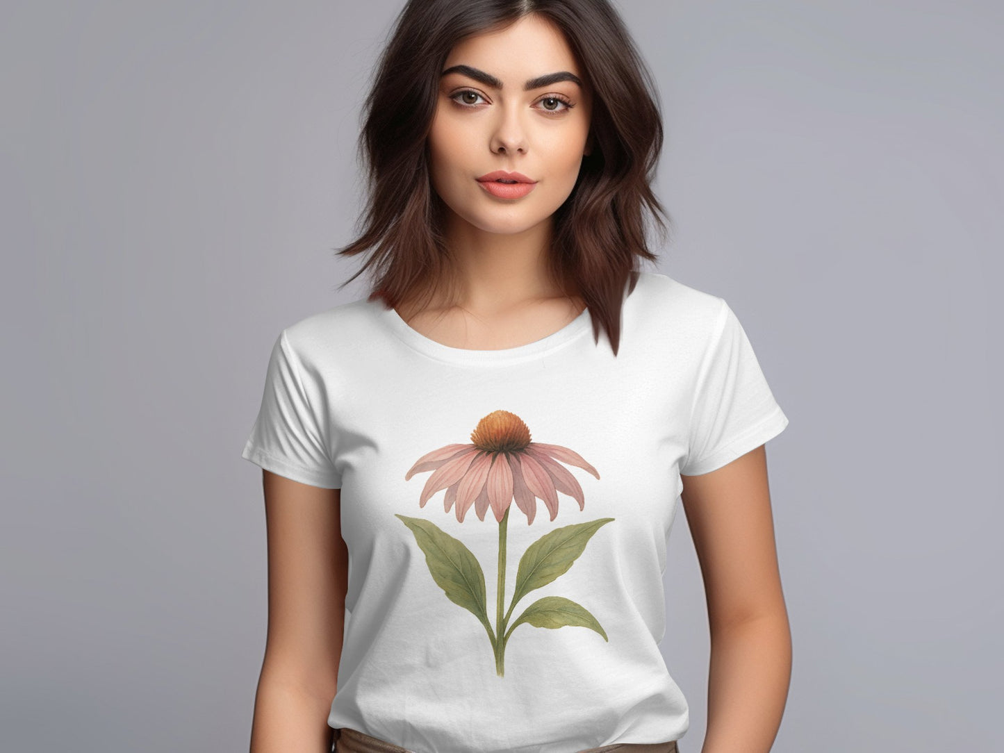 Stylish White T-Shirt with Botanical Flower Design product type