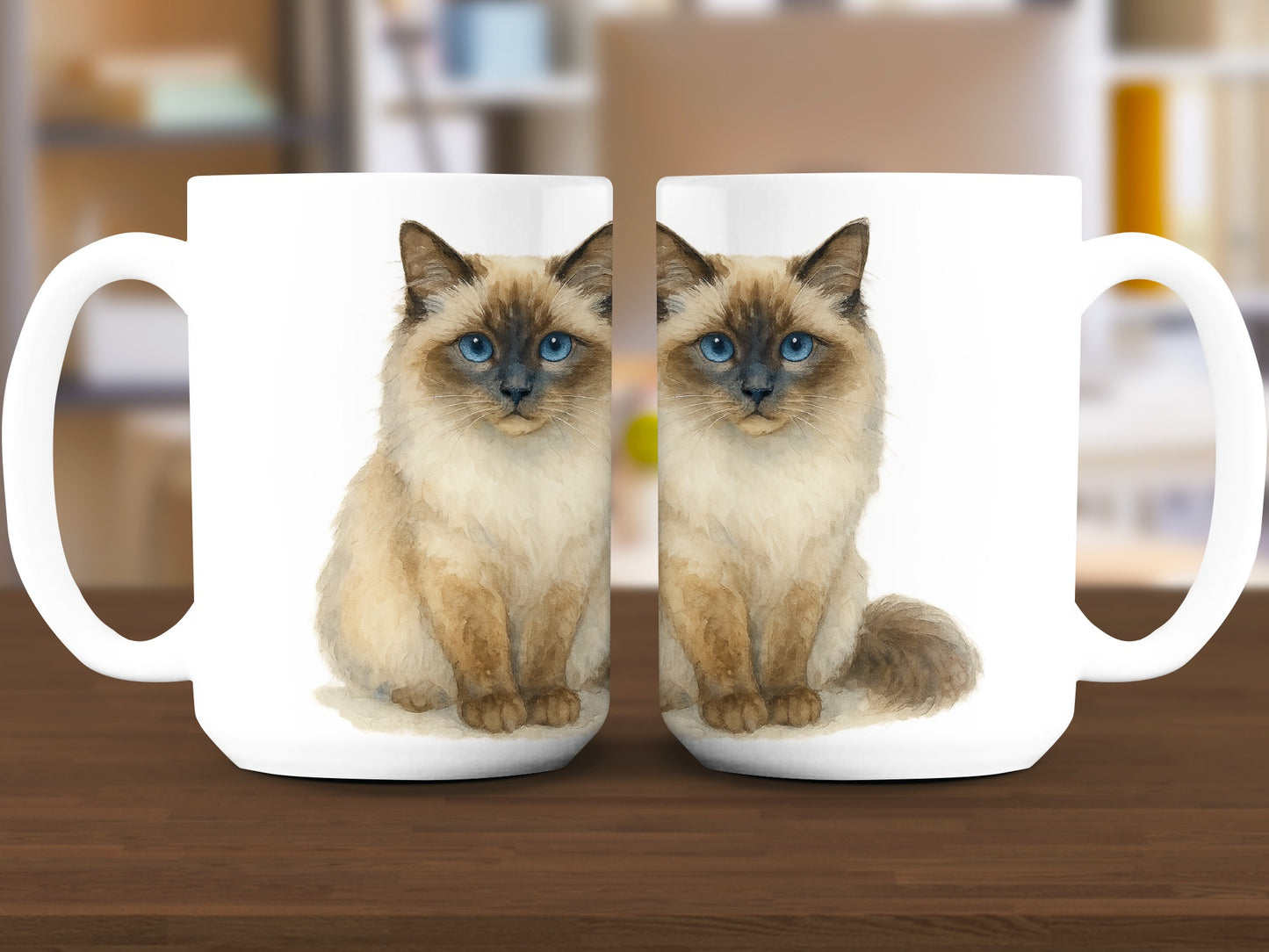 Adorable Fluffy Cat Design Ceramic Coffee Mug product