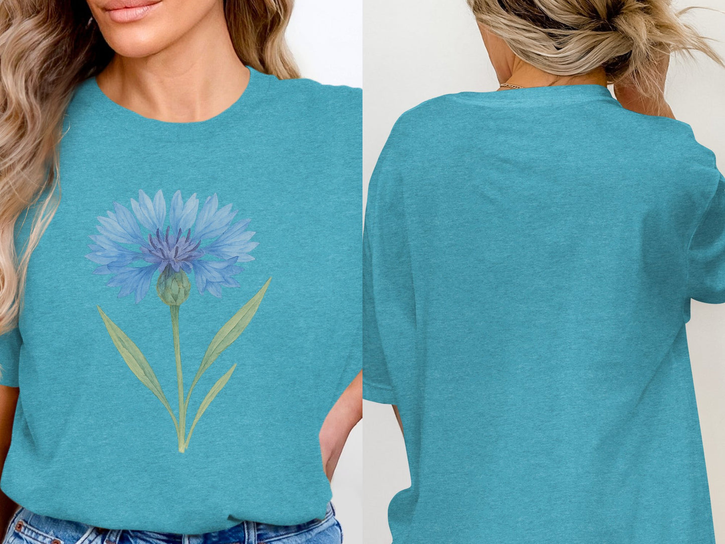 Blue Tee With Delicate Flower Design Shirt Product