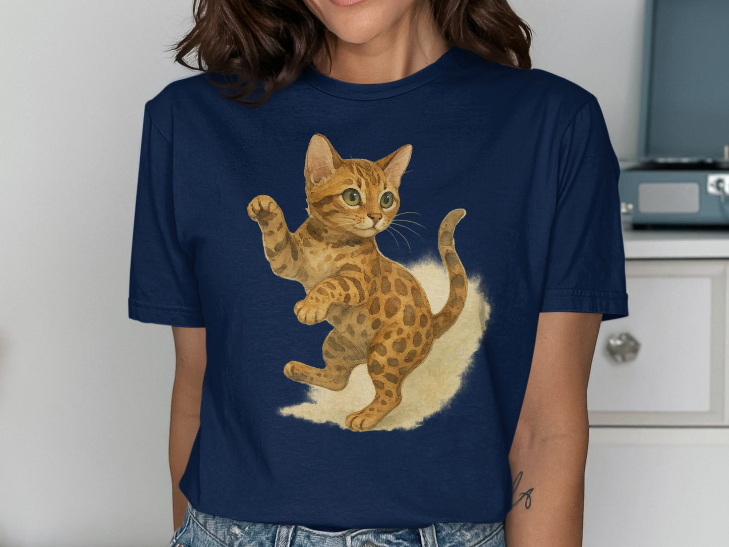 Adorable Cartoon Leopard Cat Graphic T-shirt product