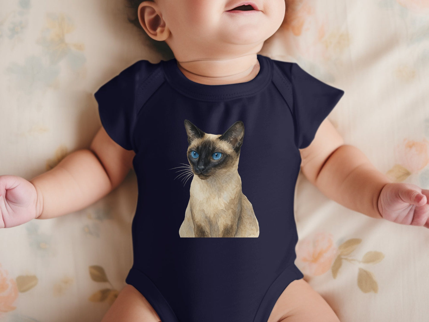 Cute Baby Onesie with Adorable Siamese Cat Print product type