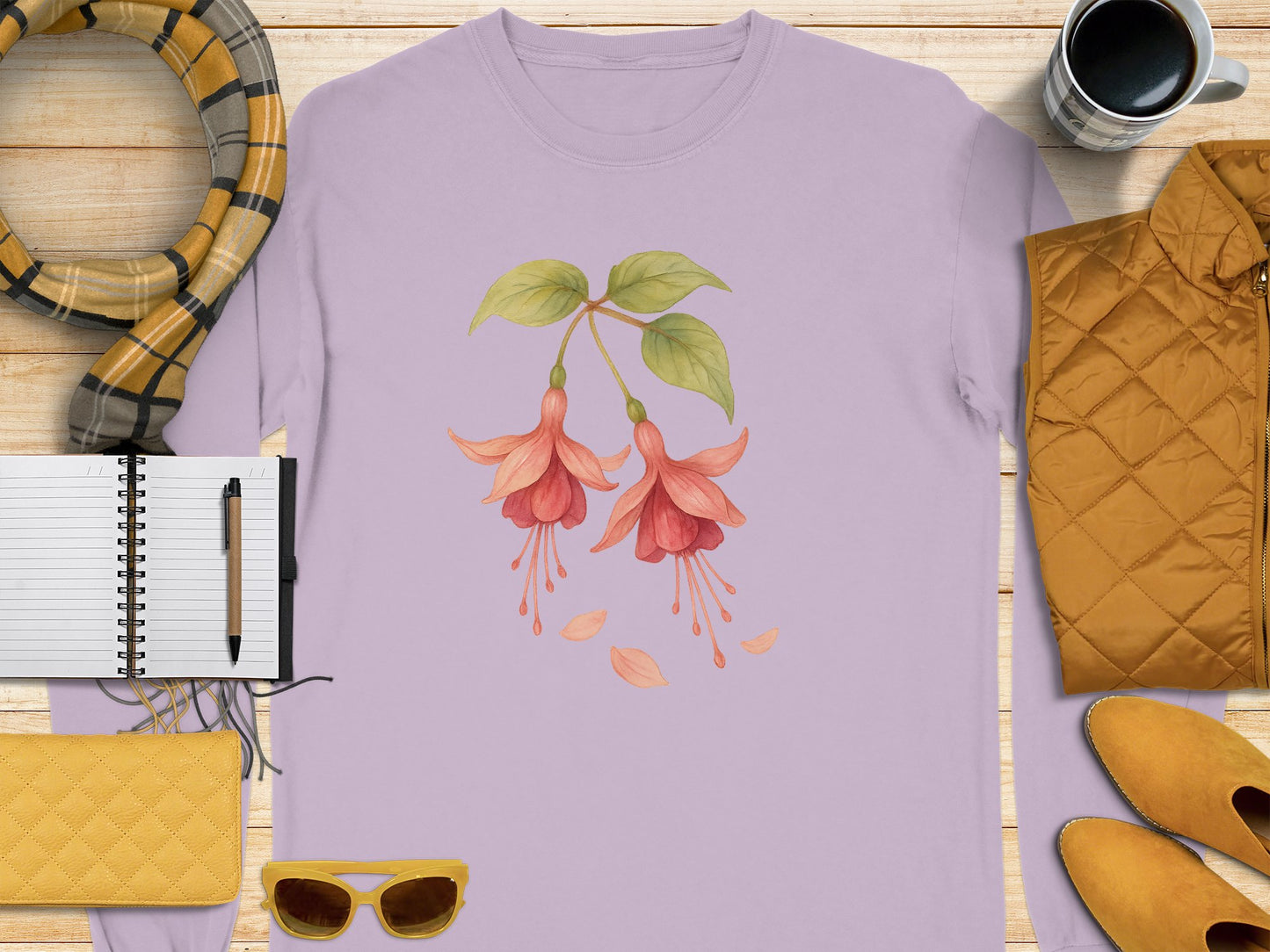 Beautiful Flowers Print Lilac Long Sleeve Shirt product
