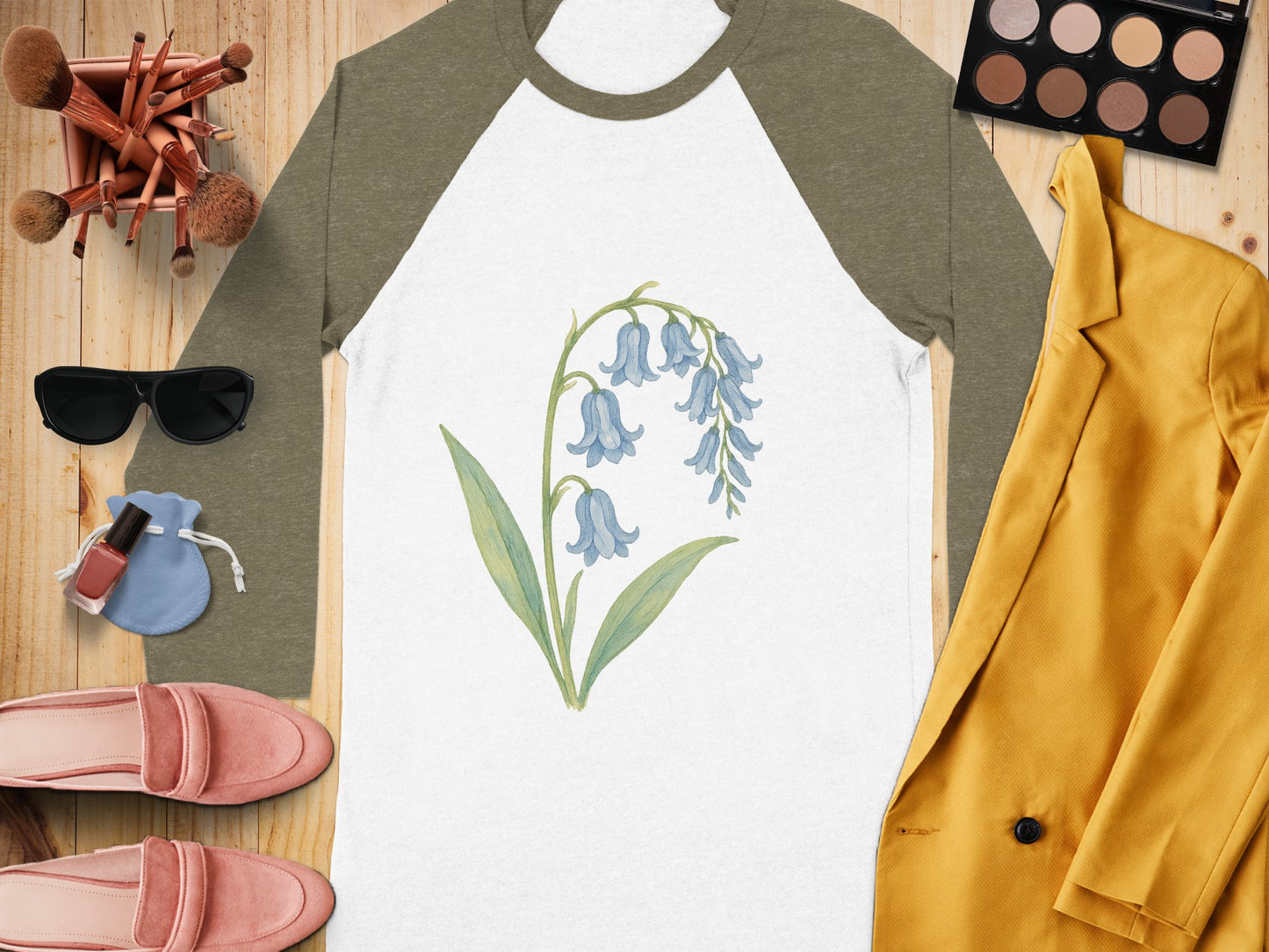 Bluebell Flower Art Raglan Sleeve Shirt product