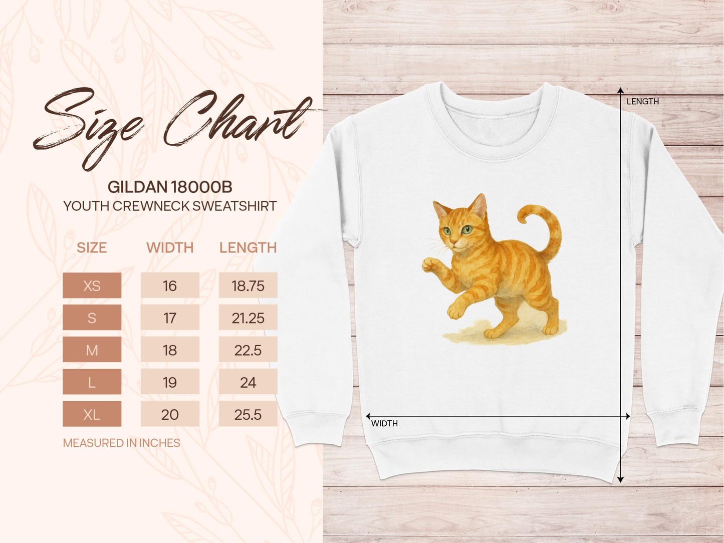 Cute Orange Cat Design Youth Crewneck Sweatshirt product