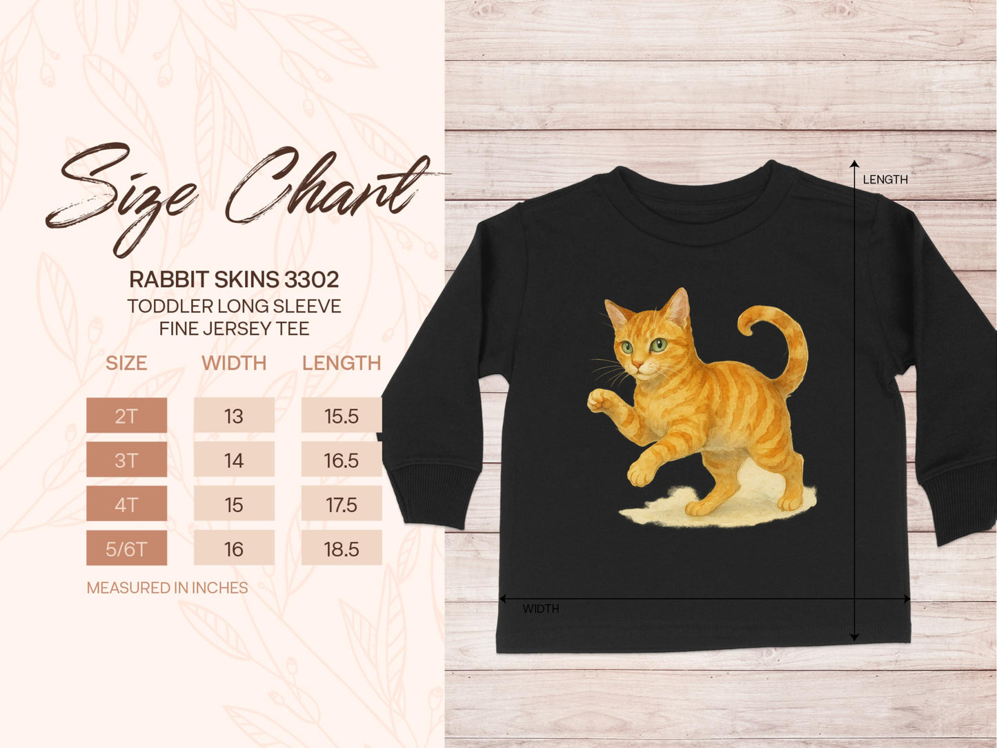Cute Orange Cat Design Toddler Long Sleeve Jersey Tee product