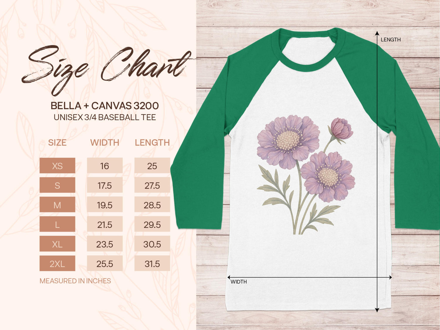 Floral Design Raglan Sleeve Baseball Tee product type