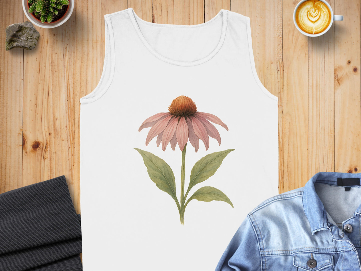 Floral Design White Sleeveless Top Comfortable Tank product type